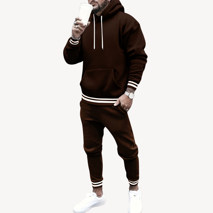 Men's Striped Hoodie Tracksuit Set Polyester | Loravelle