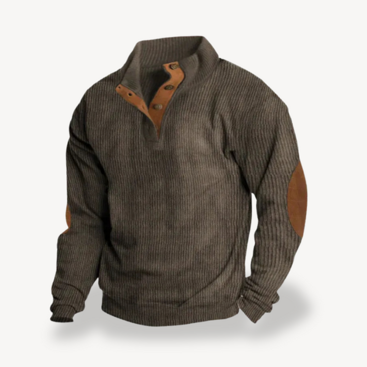 Men’s Ribbed Sweater with Elbow Patches | Loravelle