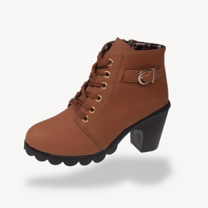 Orthopedic Lace-Up Heeled Booties | Loravelle