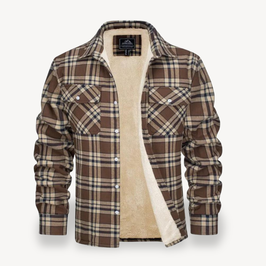 Men's Plaid Flannel Shirt with Sherpa Fleece Lining | Loravelle