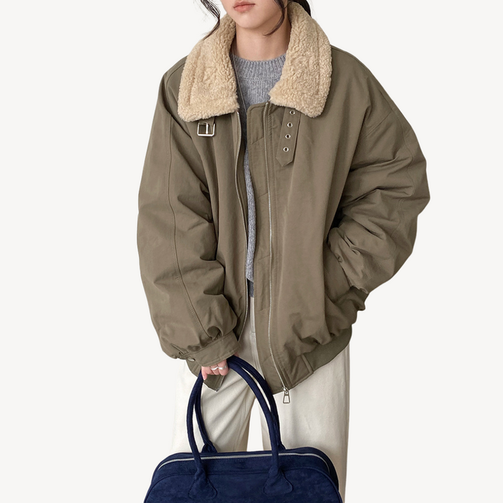 Women’s Shearling Collar Puffer Jacket | Loravelle