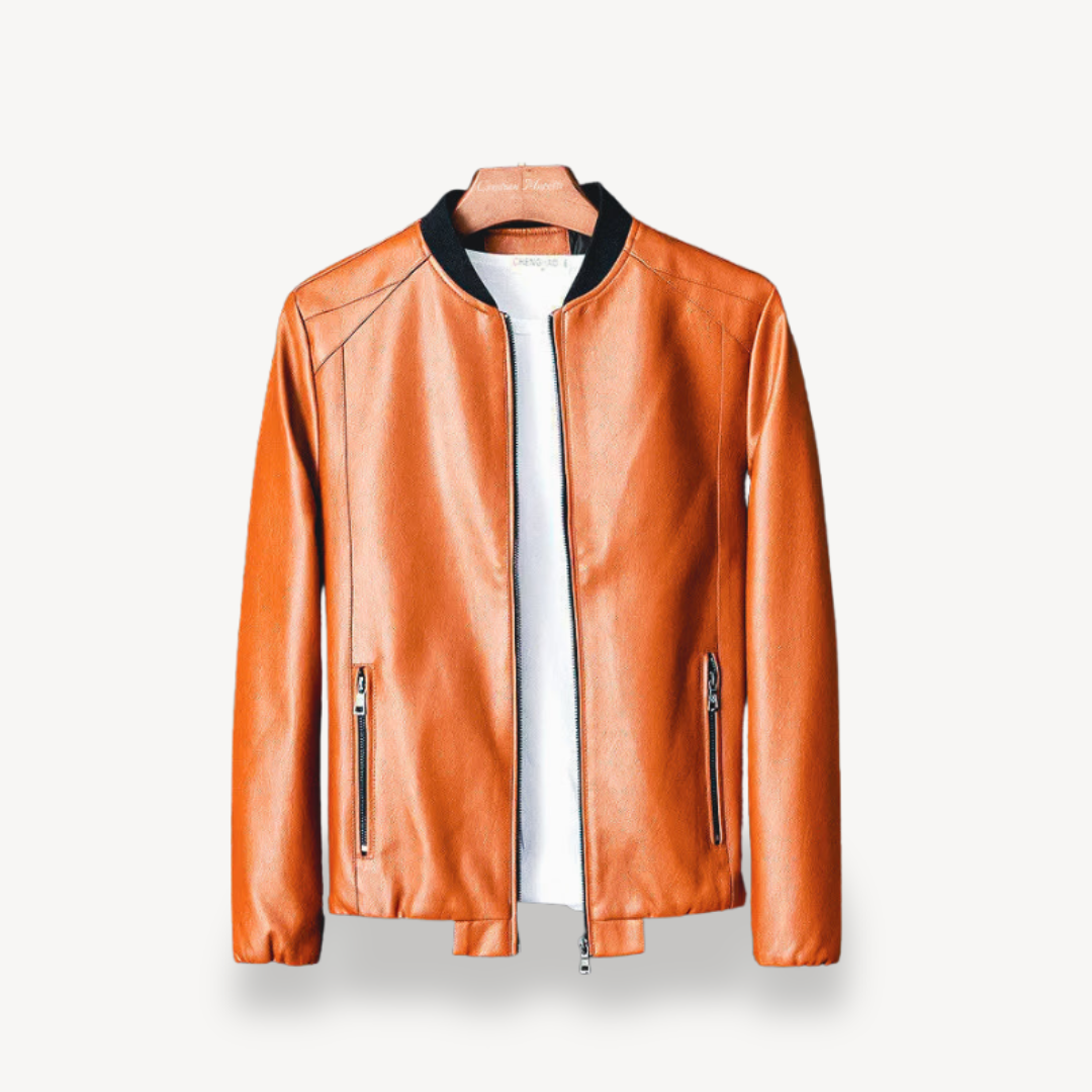 Men’s Faux Leather Bomber Jacket | Loravelle