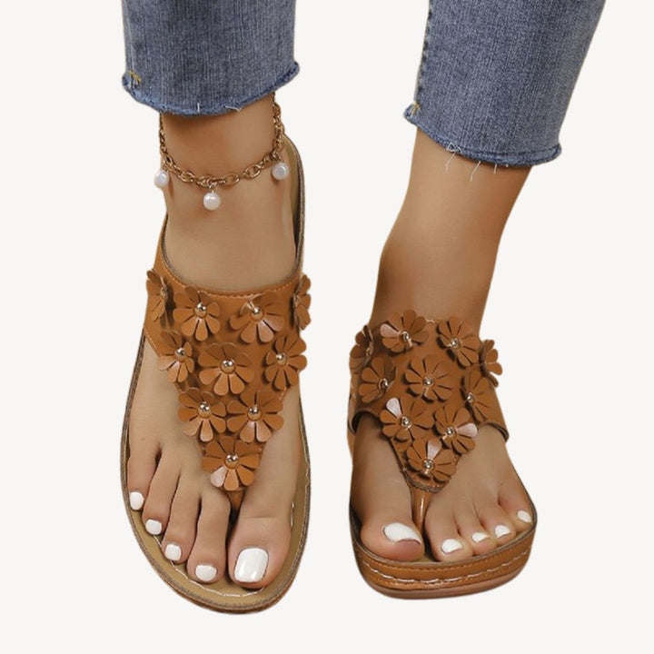 Women's Orthopedic Flower Flat Sandals | Loravelle