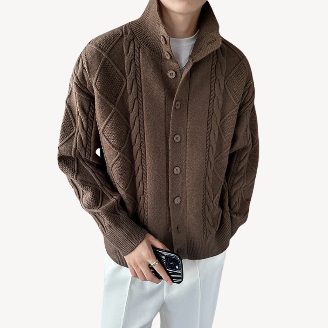 Men's Cable Knit Cardigan Sweater | Loravelle