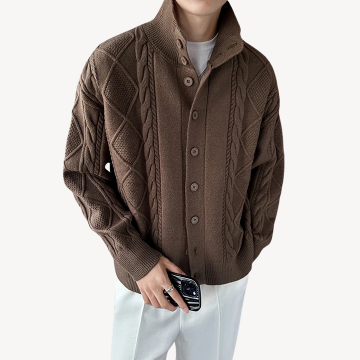 Men's Cable Knit Cardigan Sweater | Loravelle