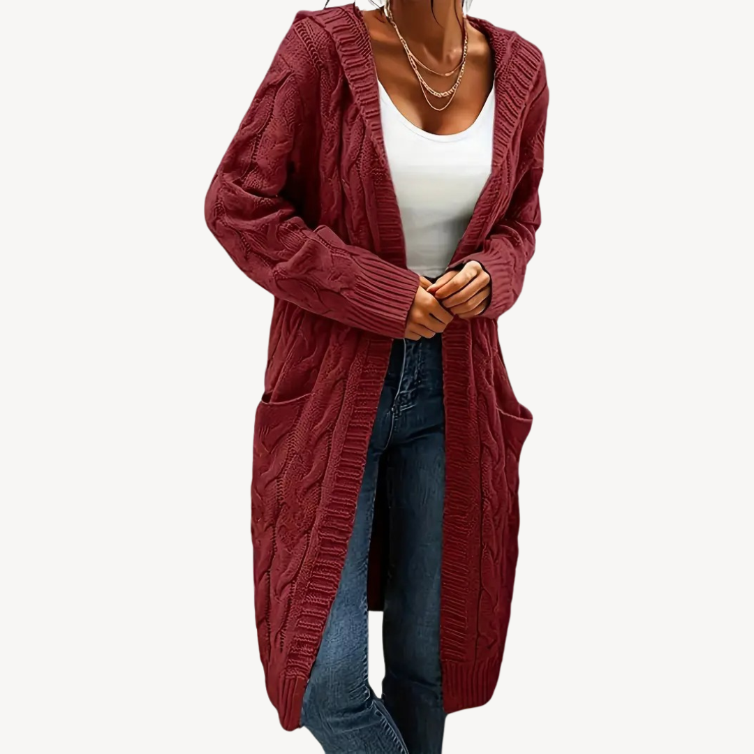 Cable Knit Hooded Cardigan | Loravelle