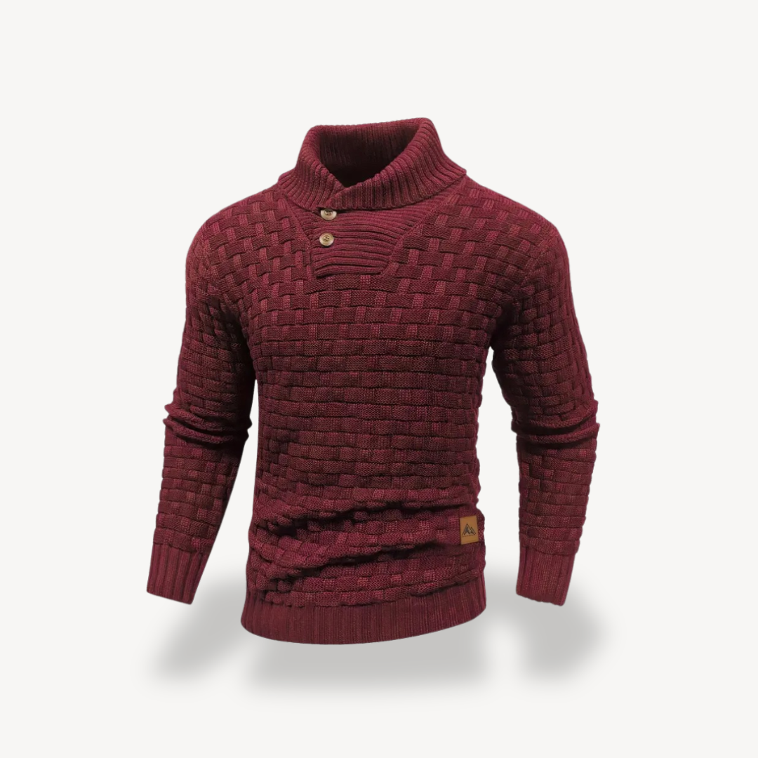 Men's Waffle Knit Polo Sweater | Loravelle