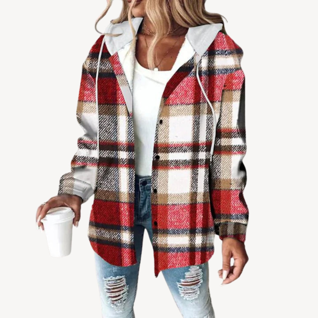 Plaid Hooded Shirt Jacket | Loravelle