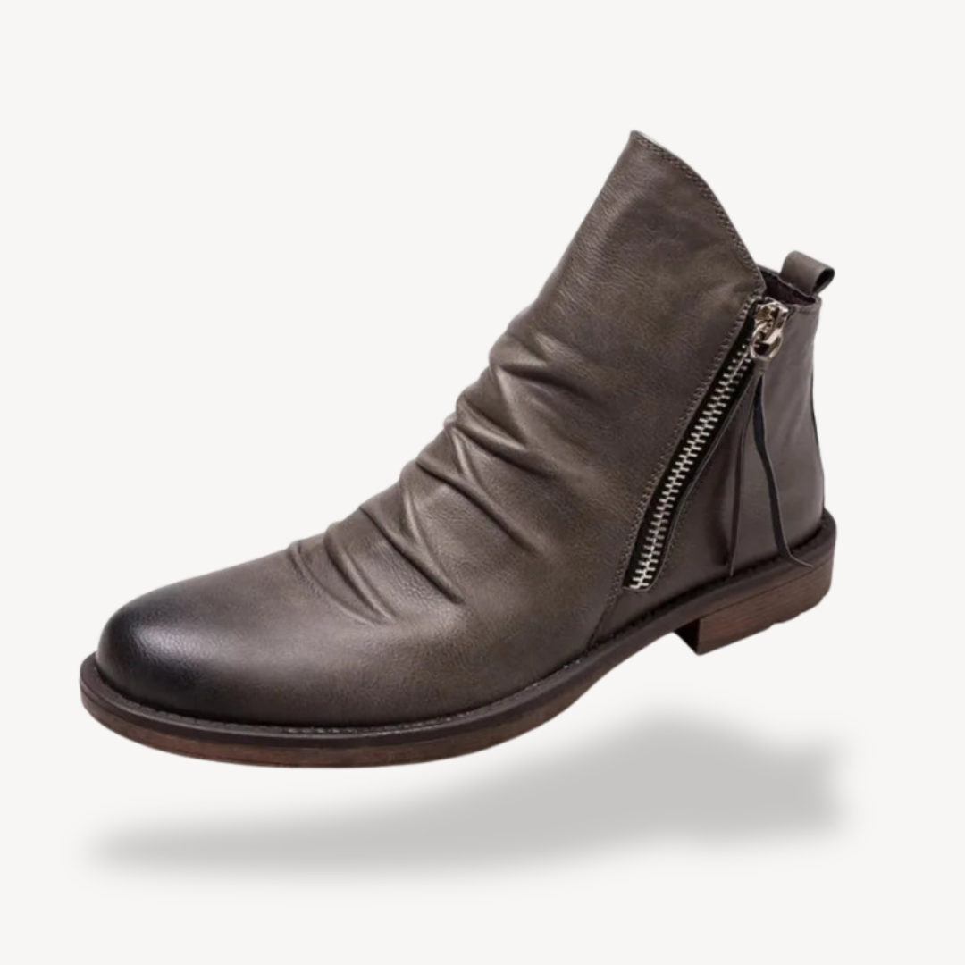 Men's Leather Ankle Boots with Zipper | Loravelle