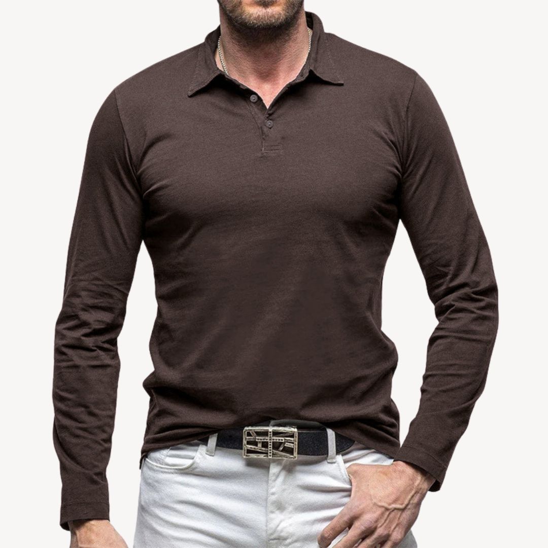 Cotton Long Sleeve Polo Shirt | Loravelle