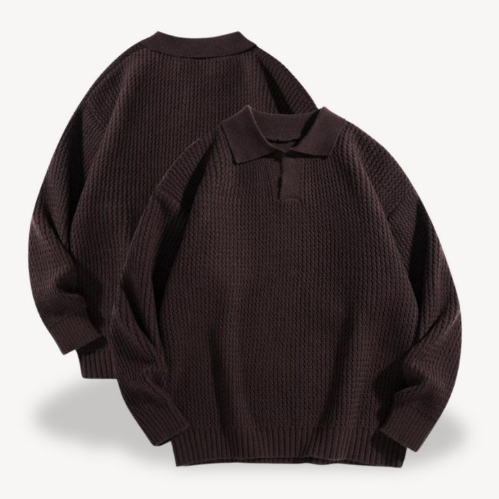 Men’s Waffle Knit Polo Sweater | Loravelle