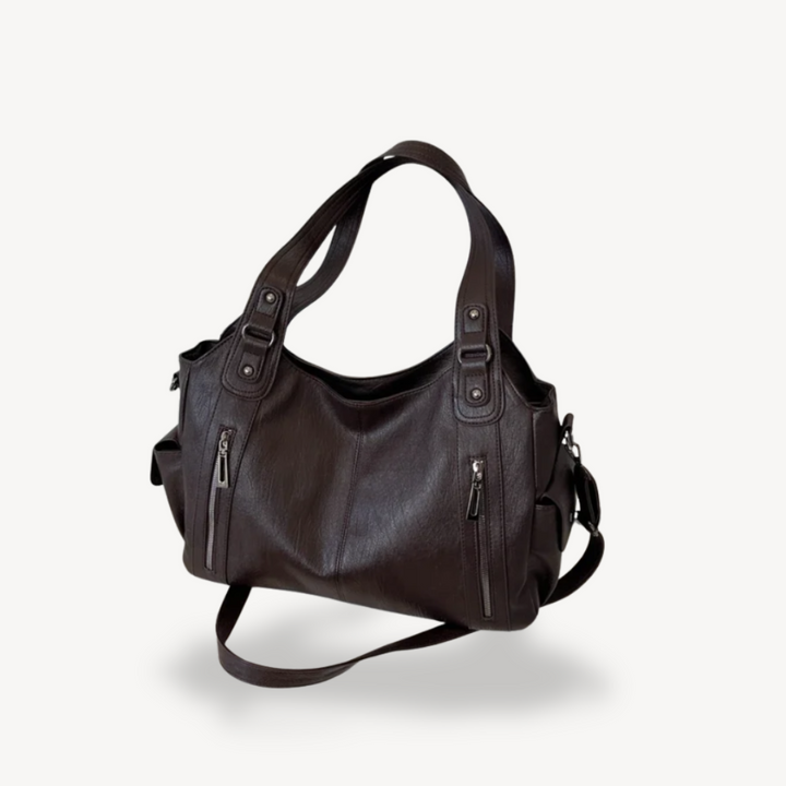 Women's Zippered Shoulder Bag Leather Tote Bag | Loravelle