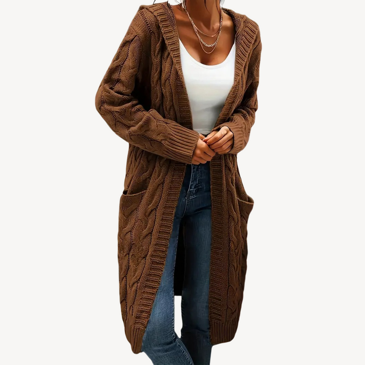 Cable Knit Hooded Cardigan | Loravelle