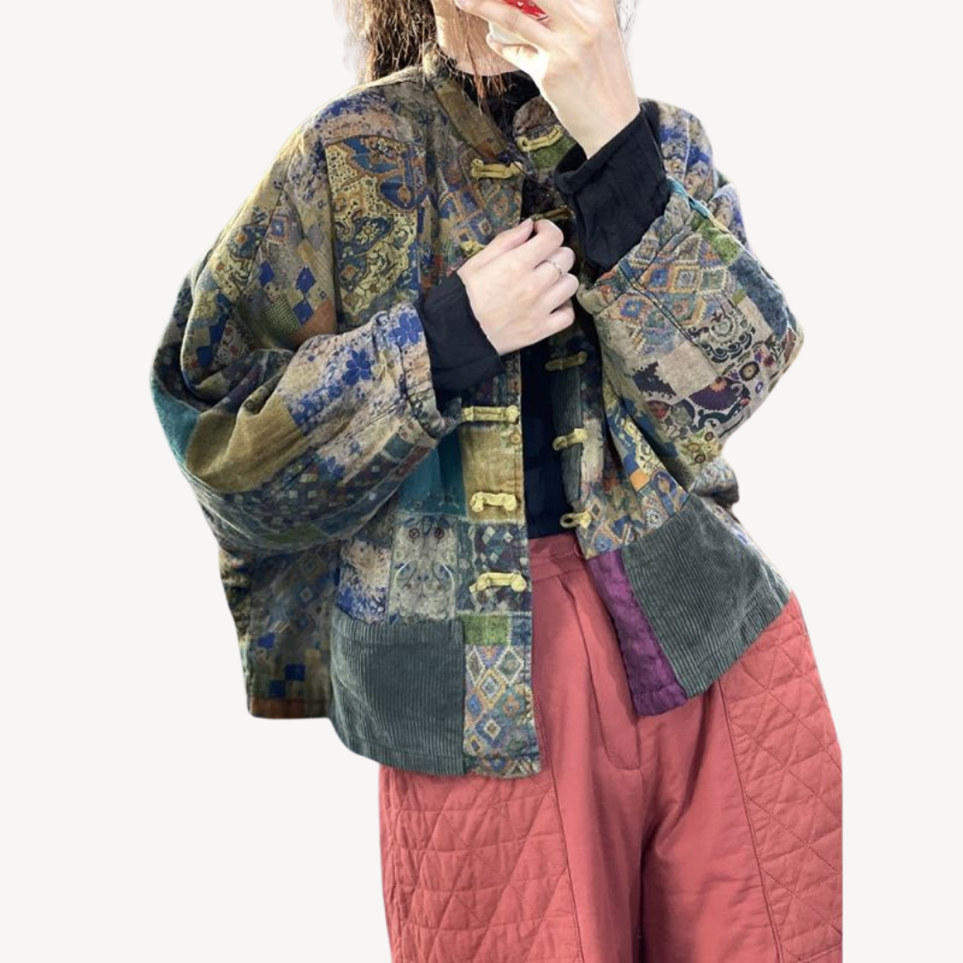 Women's Patchwork Cotton Blend Quilted Jacket | Loravelle