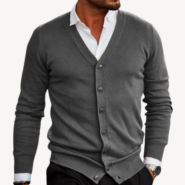 Men’s V-Neck Button-Down Cardigan | Loravelle
