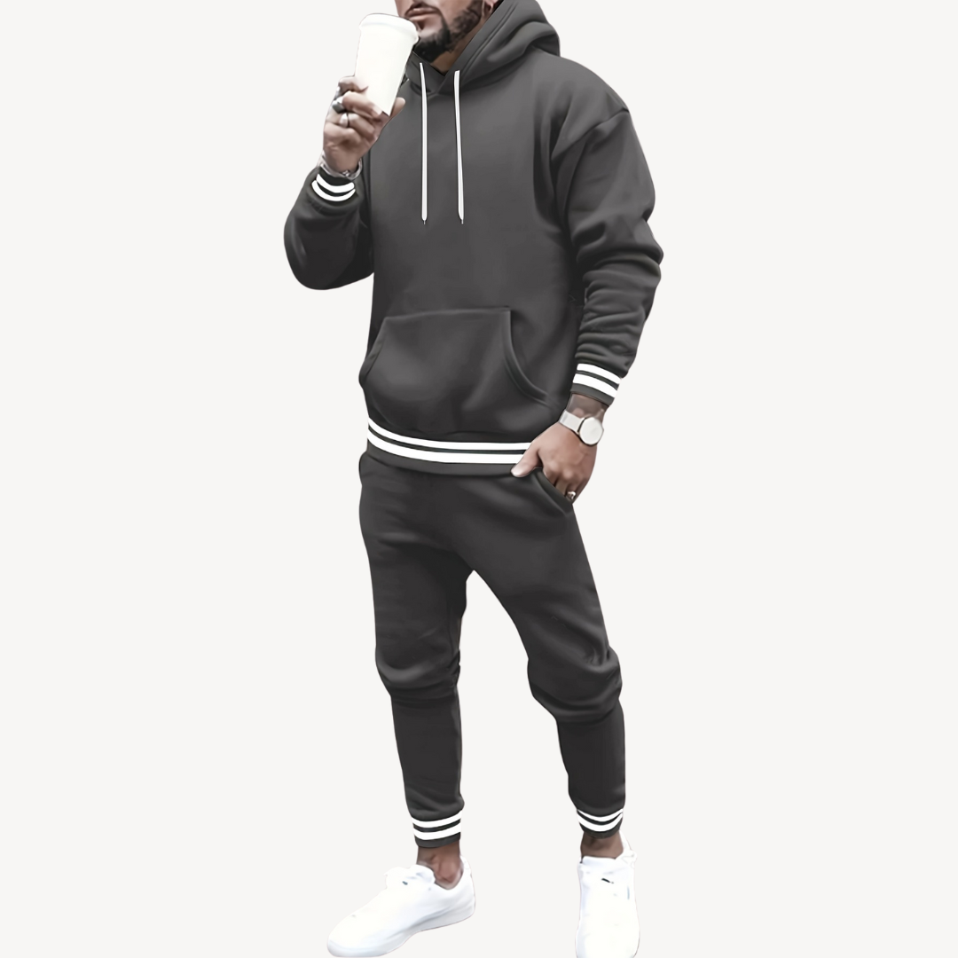 Men's Striped Hoodie Tracksuit Set Polyester | Loravelle
