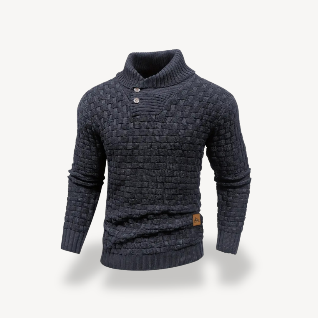 Men's Waffle Knit Polo Sweater | Loravelle