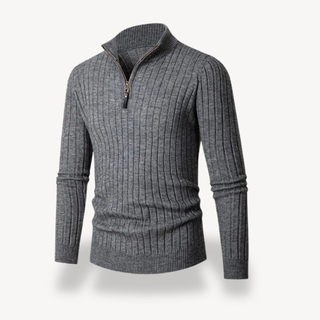 Men's Ribbed Quarter-Zip Sweater | Loravelle