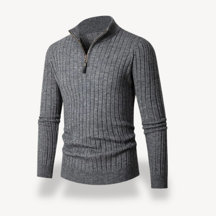 Men's Ribbed Quarter-Zip Sweater | Loravelle