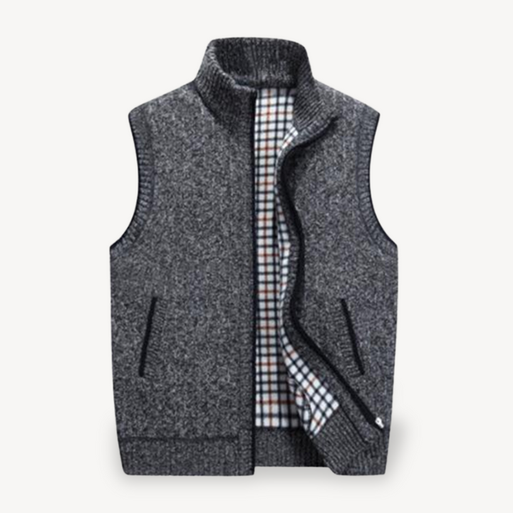 Men's Knit Vest with Checkered Lining | Loravelle
