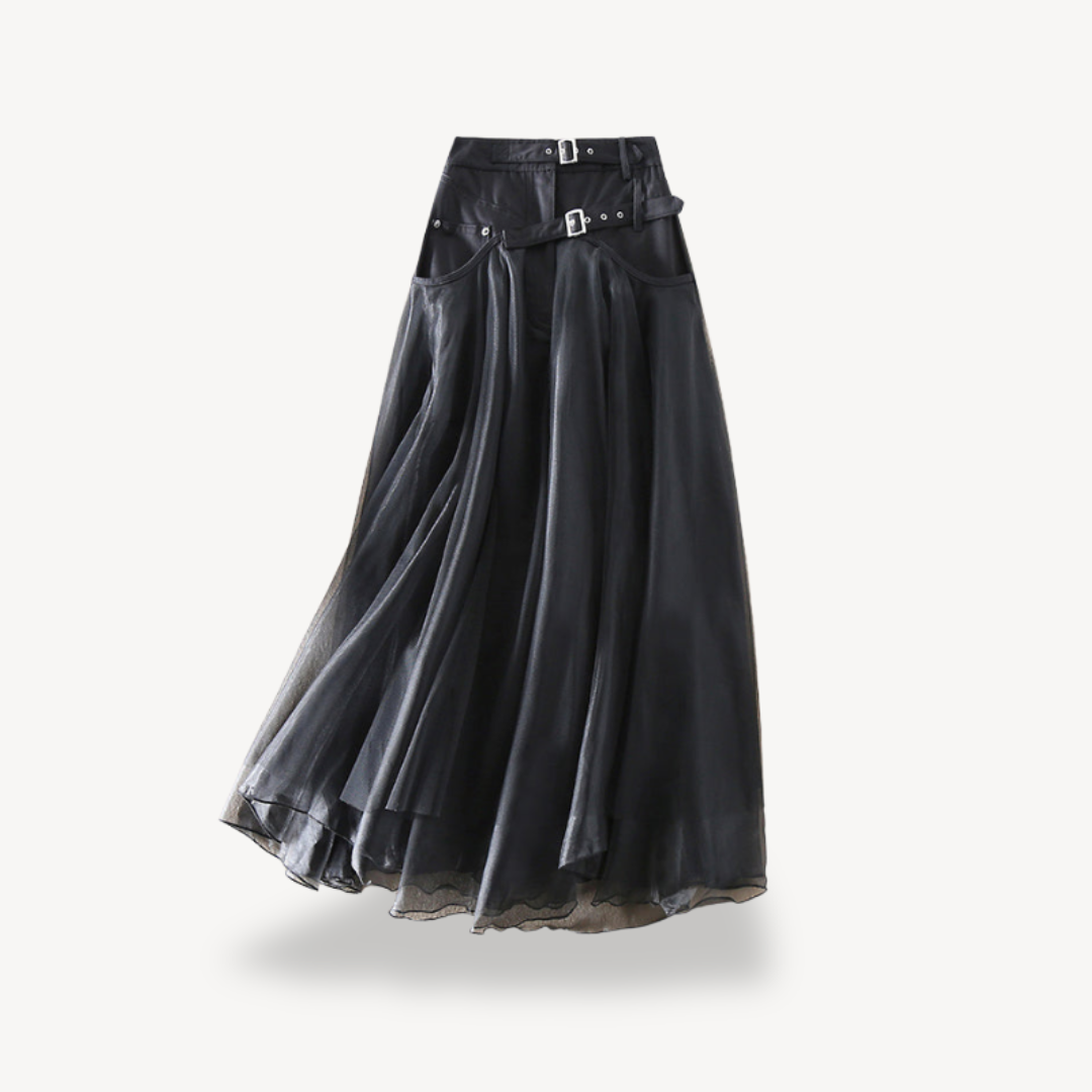 High Waist Gothic Maxi Skirt Women Chiffon | Loravelle