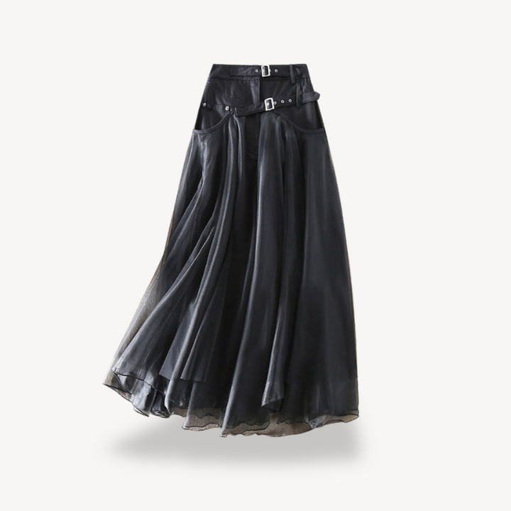 High Waist Gothic Maxi Skirt Women Chiffon | Loravelle