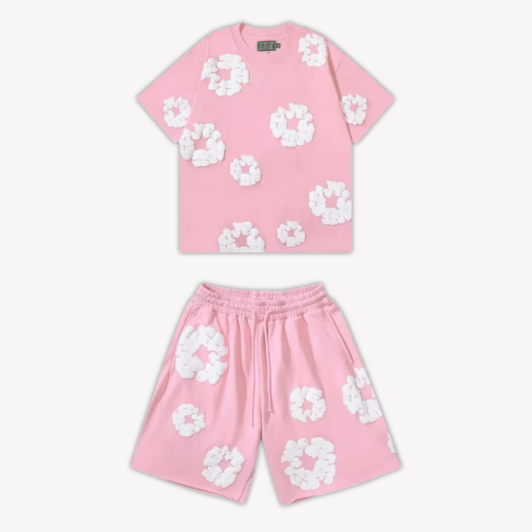 Cotton Wreath Floral Tee & Shorts Set Unisex | Loravelle