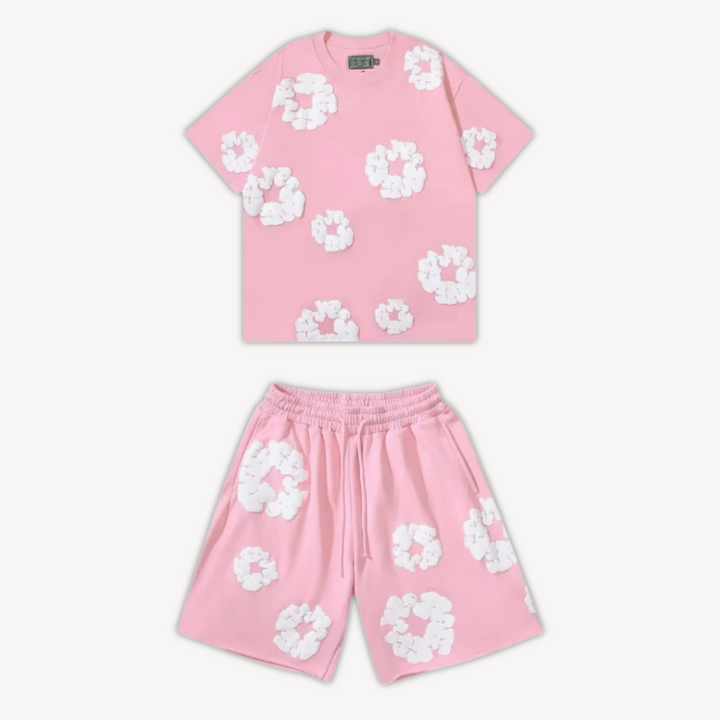 Cotton Wreath Floral Tee & Shorts Set Unisex | Loravelle
