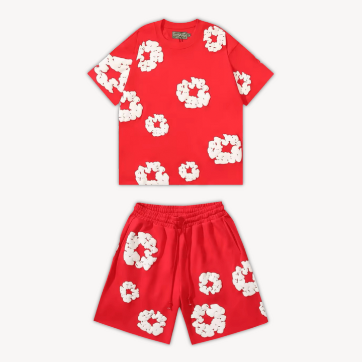 Cotton Wreath Floral Tee & Shorts Set Unisex | Loravelle