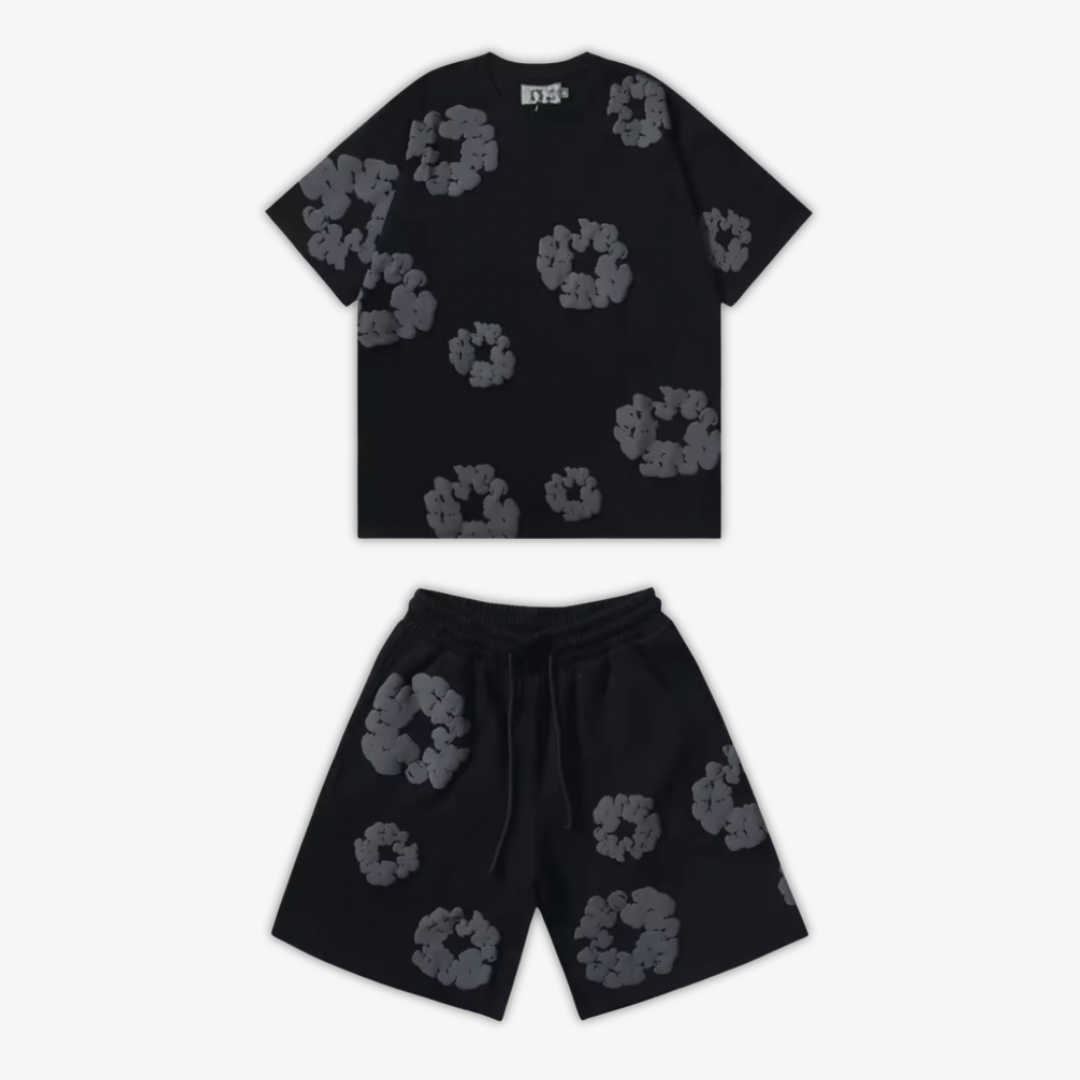 Cotton Wreath Floral Tee & Shorts Set Unisex | Loravelle