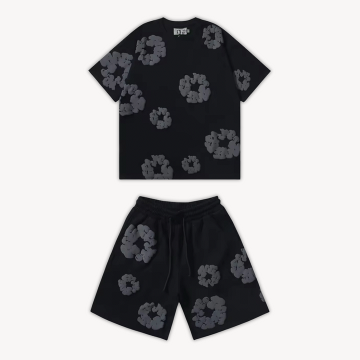 Cotton Wreath Floral Tee & Shorts Set Unisex | Loravelle