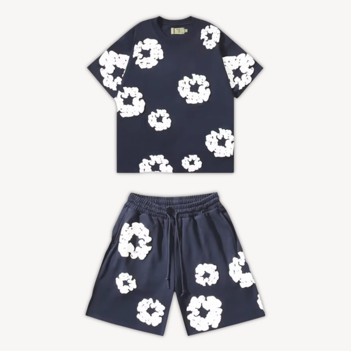 Cotton Wreath Floral Tee & Shorts Set Unisex | Loravelle