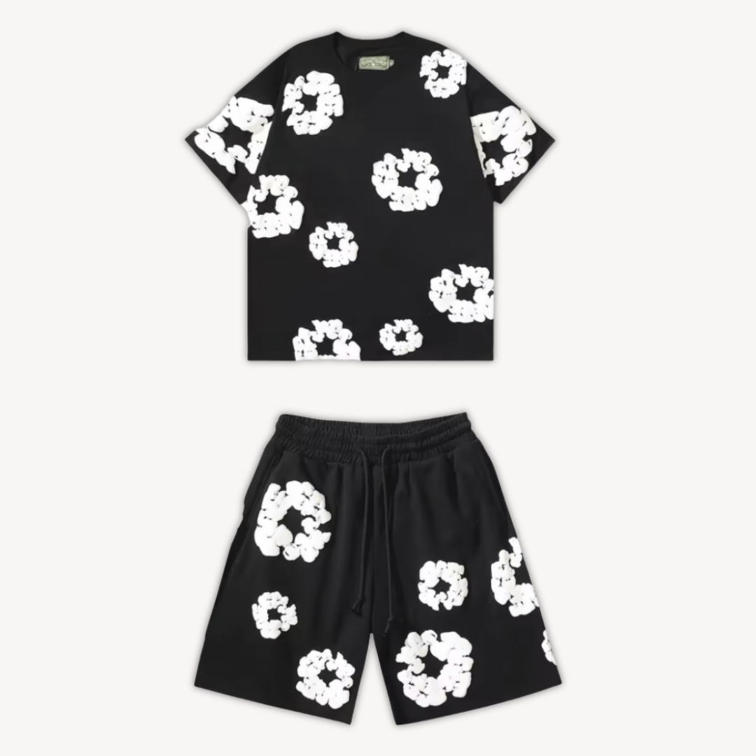 Cotton Wreath Floral Tee & Shorts Set Unisex | Loravelle