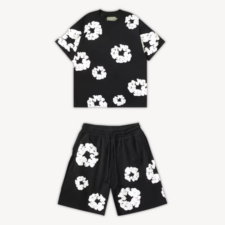 Cotton Wreath Floral Tee & Shorts Set Unisex | Loravelle