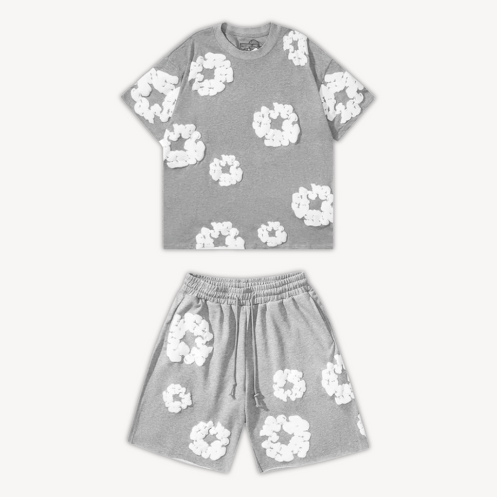 Cotton Wreath Floral Tee & Shorts Set Unisex | Loravelle