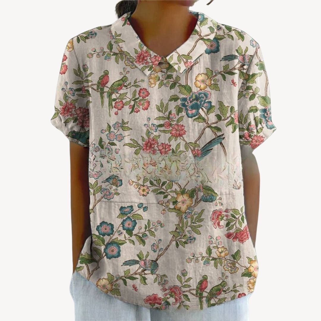 Floral Print Button-Up Shirt Women | Loravelle