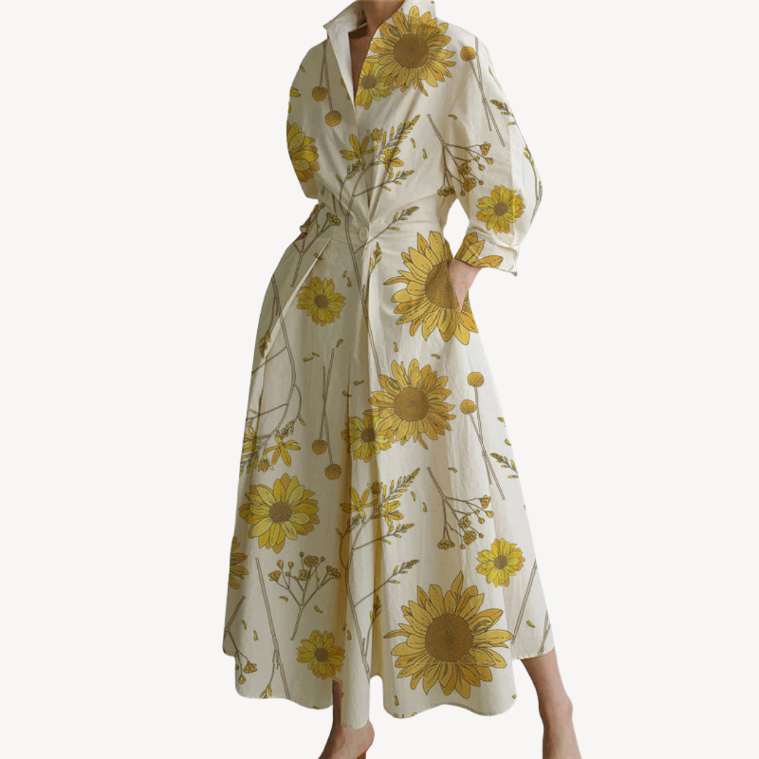 Women's Cotton Linen Blend Shirt Dress | Loravelle