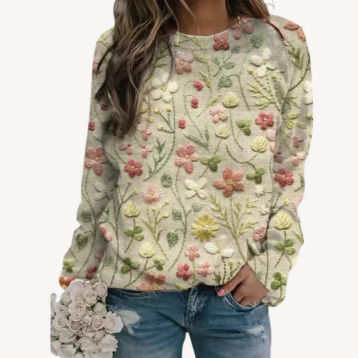 Embroidered Floral Sweater for Women | Loravelle