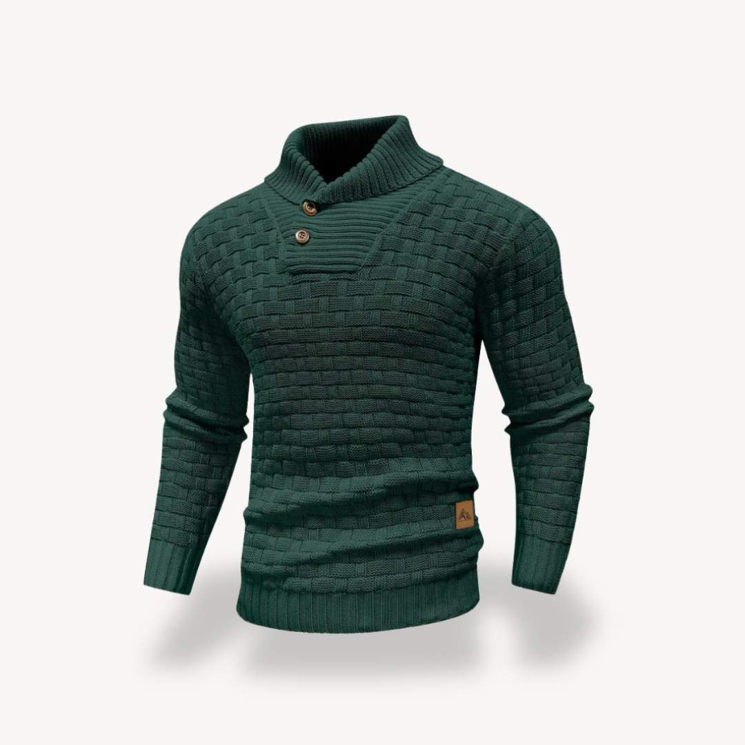 Men's Waffle Knit Polo Sweater | Loravelle
