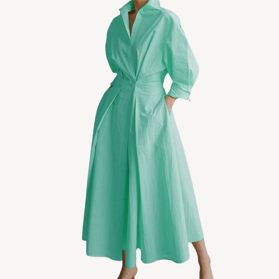 Women's Cotton Linen Blend Shirt Dress | Loravelle