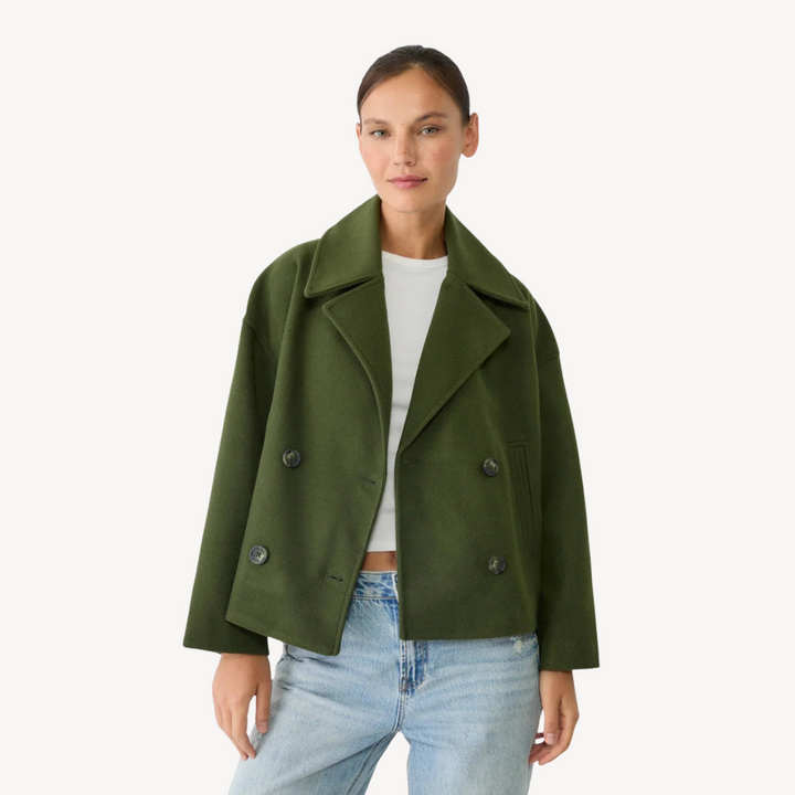 Cropped Wool Peacoat for Women | Loravelle