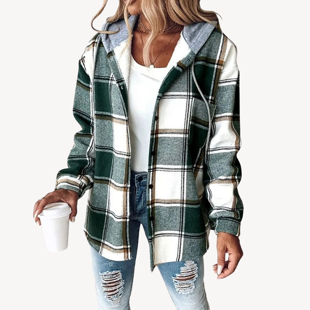Plaid Hooded Shirt Jacket | Loravelle