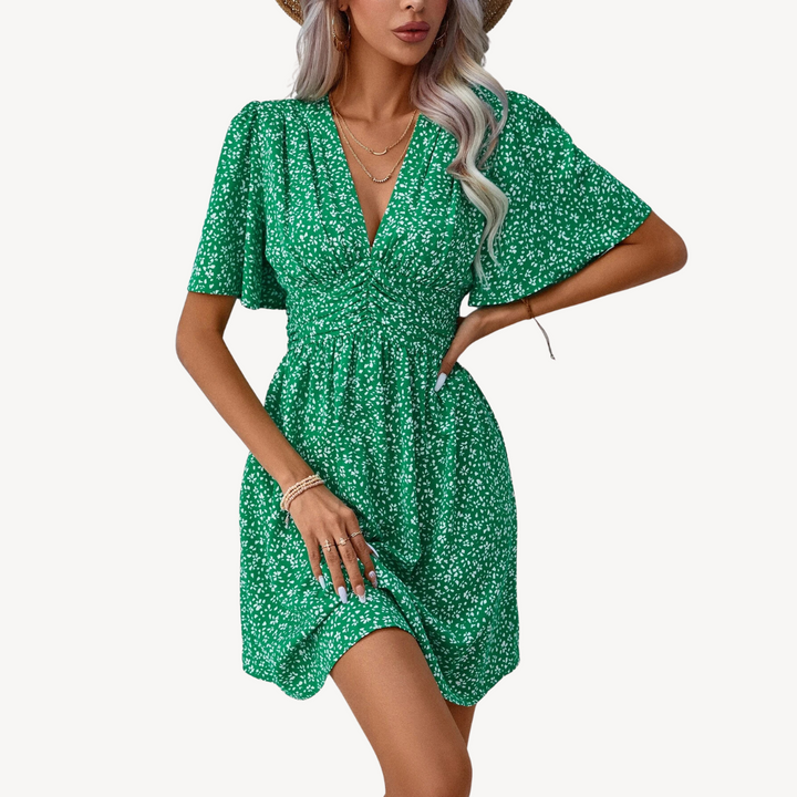 Women's V-Neck Short Sleeve Floral Summer Dress Casual | Loravelle