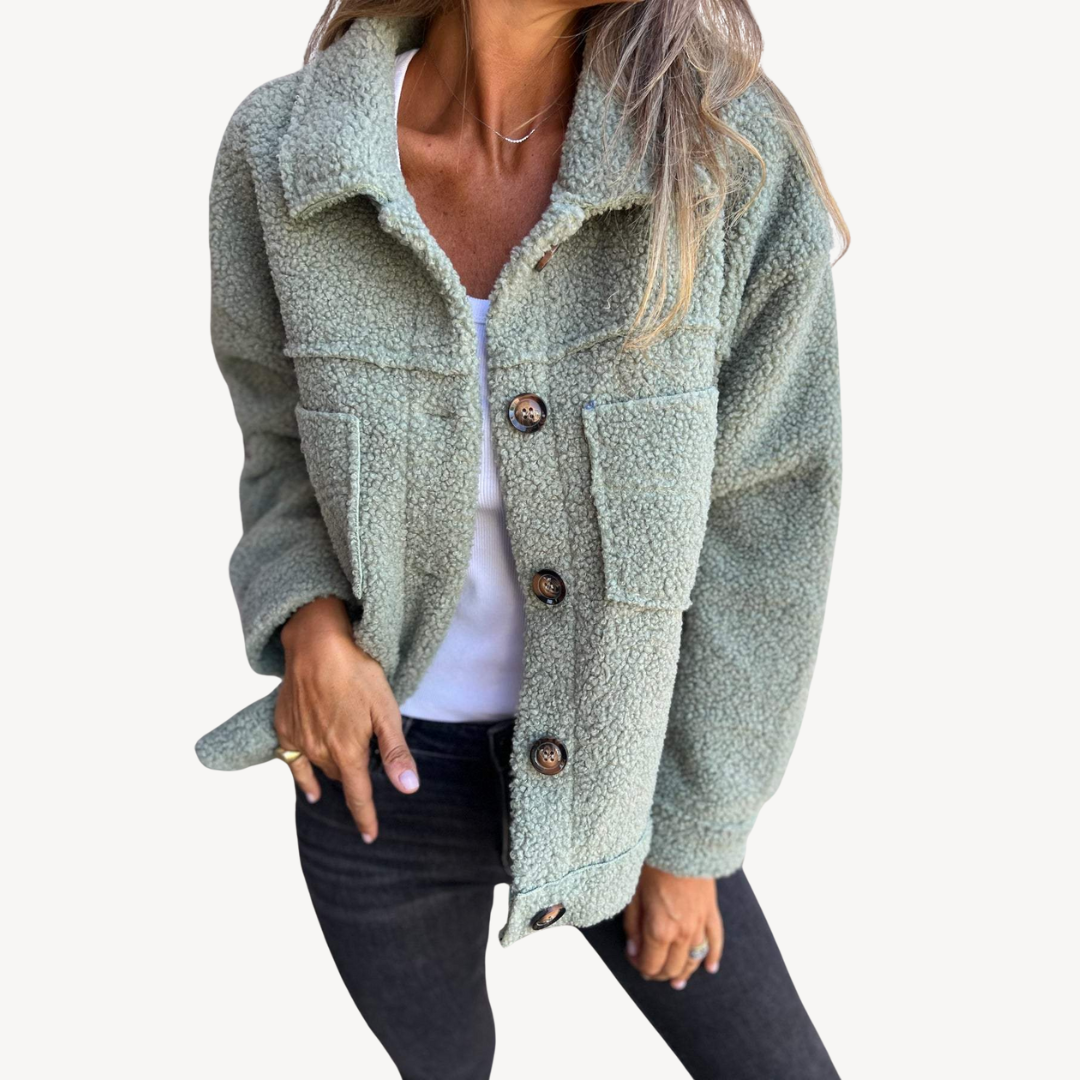 Women's Teddy Fleece Button Jacket | Loravelle