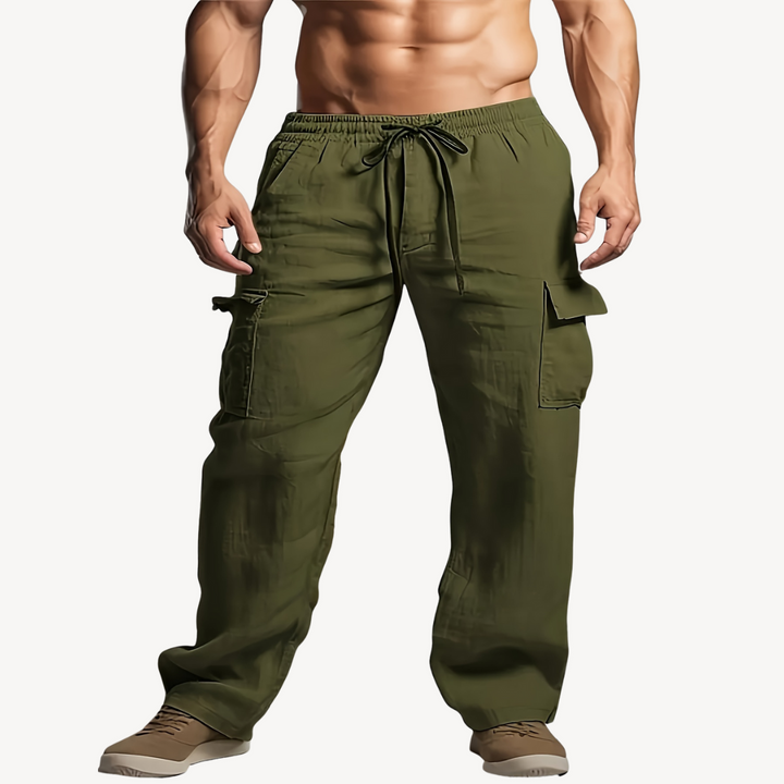 Men’s Linen Drawstring Cargo Pants – Casual Utility Trousers | Loravelle