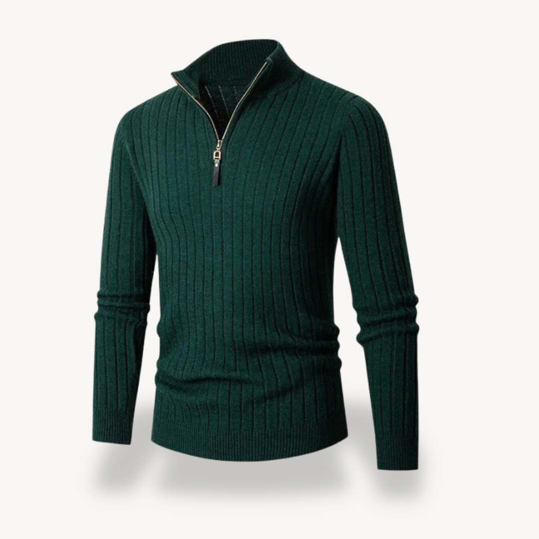 Men's Ribbed Quarter-Zip Sweater | Loravelle