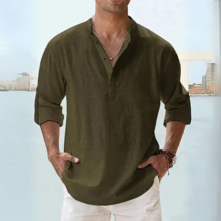 Linen Henley Shirt Men | Loravelle