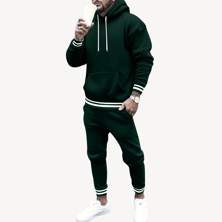 Men's Striped Hoodie Tracksuit Set Polyester | Loravelle