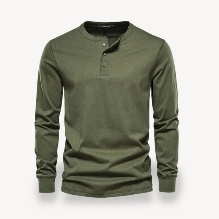 Men's Cotton Long Sleeve Henley Shirt | Loravelle