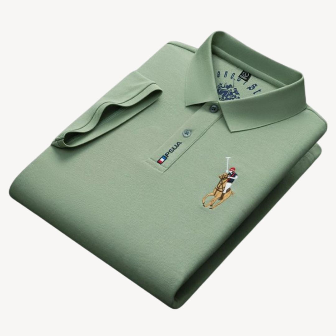 Men's Embroidered Cotton Pique Polo Shirt | Loravelle